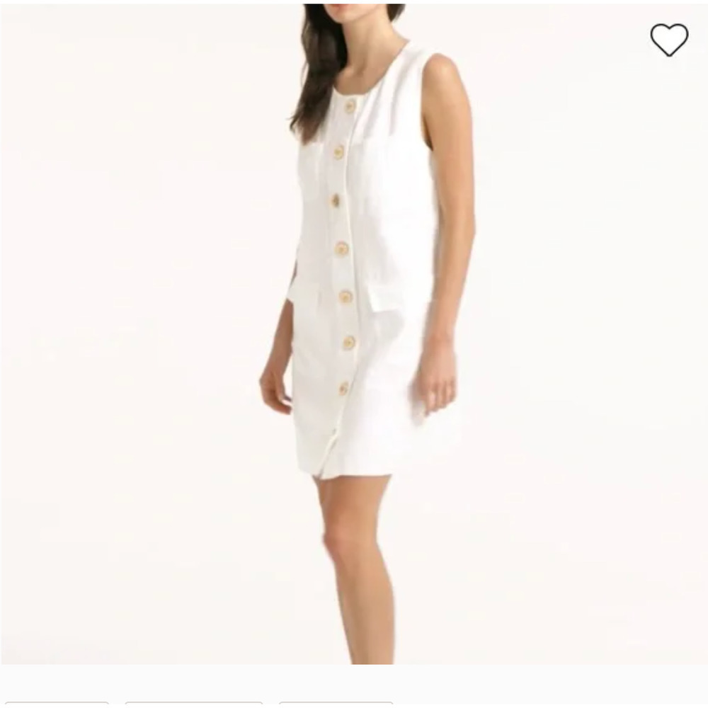 J. Crew Sleeveless White Midi Dress with Button Front - Picture 3 of 7